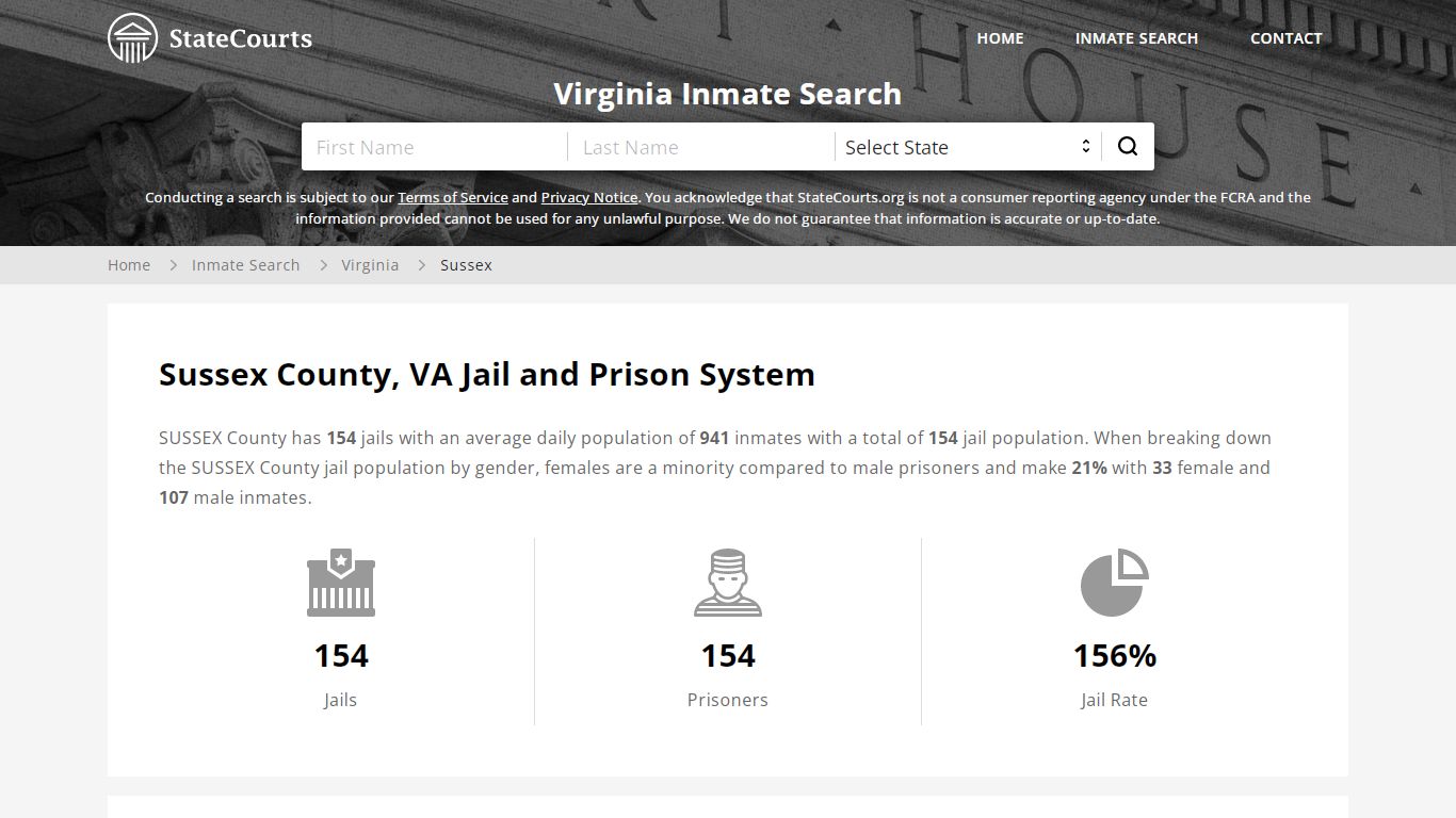 Sussex County, VA Inmate Search - StateCourts