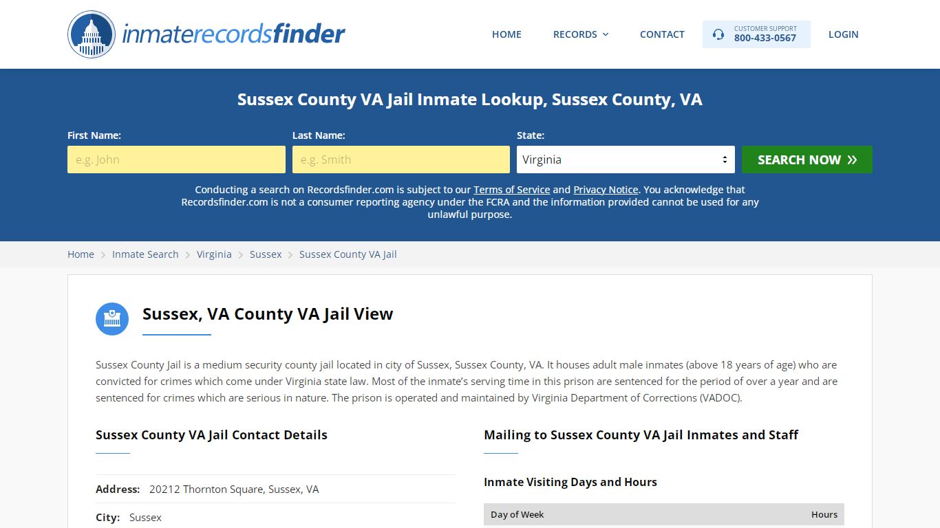 Sussex County VA Jail Roster & Inmate Search, Sussex ...