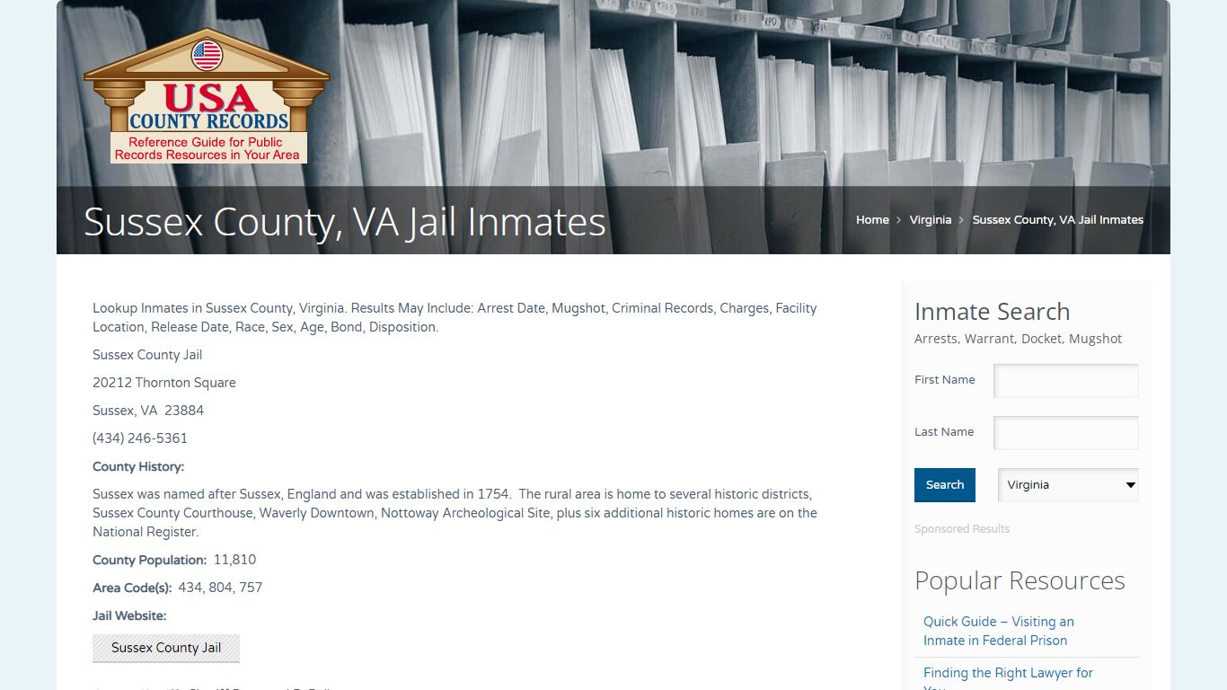 Sussex County, VA Jail Inmates | Name Search