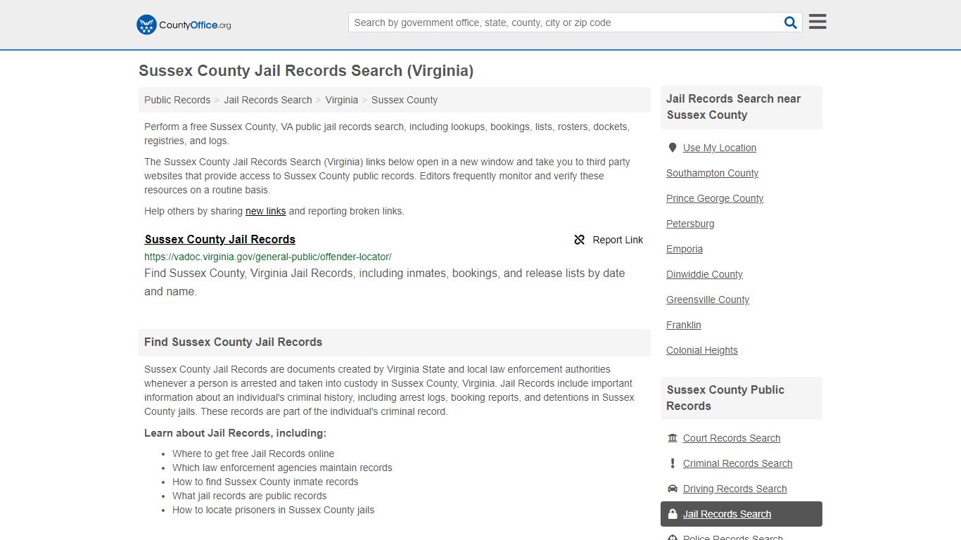 Jail Records Search - Sussex County, VA (Jail Rosters ...